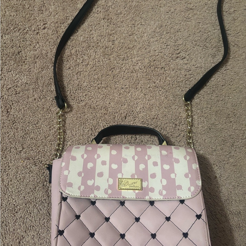 Betsey Johnson Purple Polka Dot Quilted Bag